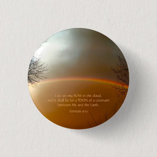Regenbogen Genesis Schrift Bibelvers Button (Vorderseite)