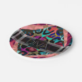 Regenbogen-Gepard-Diva Pappteller (Schrägansicht)