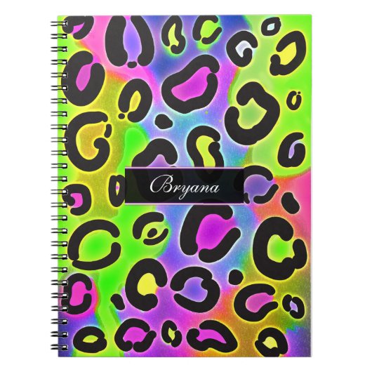 Regenbogen Gepard Leopard Farb Notebook Journal Notizblock (Vorderseite)