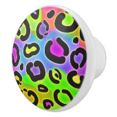 Regenbogen Gepard Leopard Print Bunt Hell Keramikknauf (Rechts)