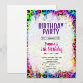 Regenbogen Gepard Leopard Print Einladung (Vorne/Hinten)