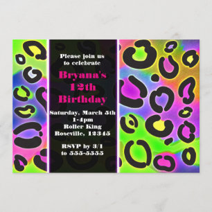 Regenbogen Gepard Leopardendruck Party Einladungen