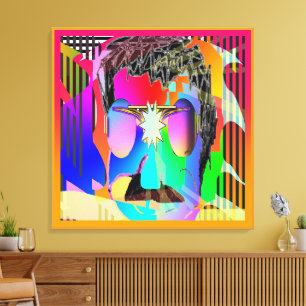 Regenbogen-Gesicht mit violetter Brille Leinwanddruck