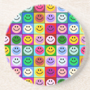 Regenbogen-Gesichtsquadrate Getränkeuntersetzer