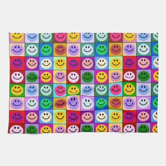 Regenbogen-Gesichtsquadrate Handtuch (Horizontal)