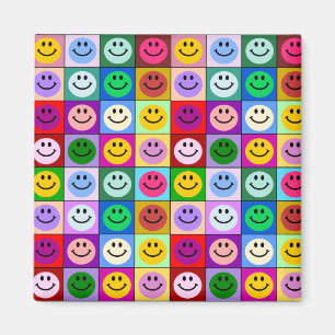 Regenbogen-Gesichtsquadrate Magnet