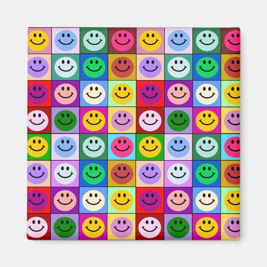Regenbogen-Gesichtsquadrate Magnet (Vorne)