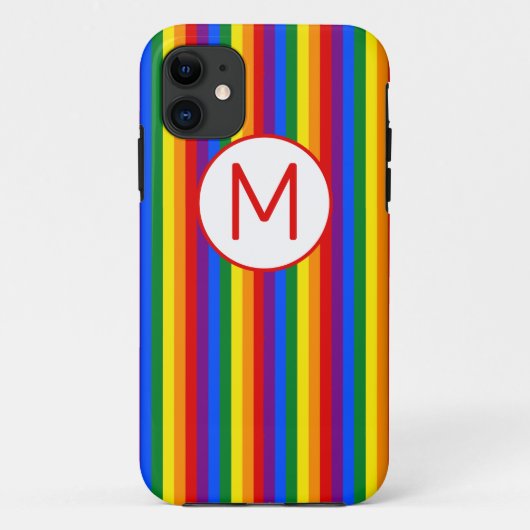 Regenbogen gestreift mit Monogramm Case-Mate iPhone Hülle (Rückseite)