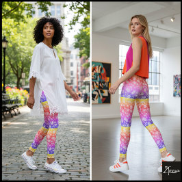Regenbogen gestreifte organische Punkte-Muster Leggings