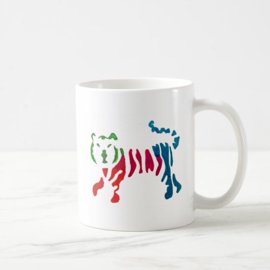 Regenbogen gestreifter Tiger Kunst Kaffeetasse (Rechts)