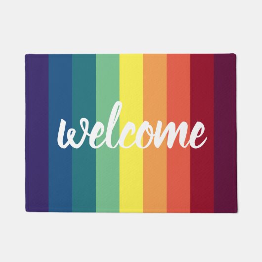 Regenbogen gestreifter Willkommensmatte Fußmatte (Vorderseite)