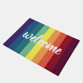 Regenbogen gestreifter Willkommensmatte Fußmatte (Schrägansicht)