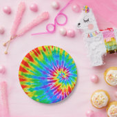 Regenbogen-gewundene gefärbte Krawatte Pappteller (Party)