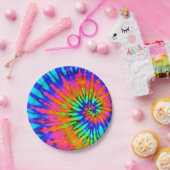 Regenbogen-gewundene gefärbte Krawatte Pappteller (Party)