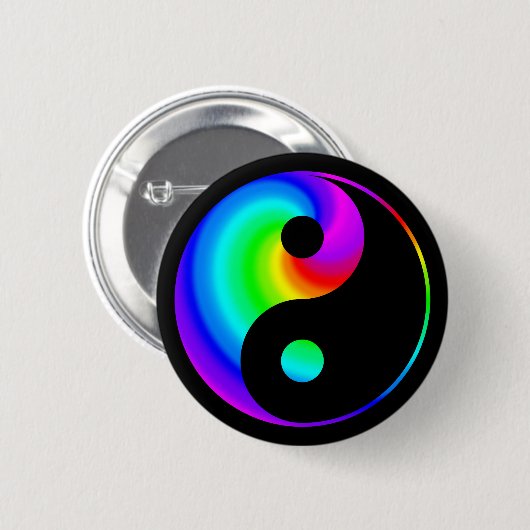 Regenbogen gewundener Yin Yang Symbol-Knopf Button (Vorne & Hinten)