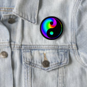 Regenbogen gewundener Yin Yang Symbol-Knopf Button (Beispiel)