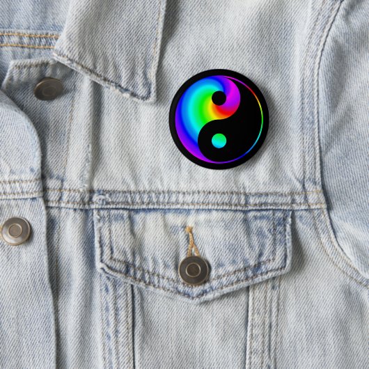 Regenbogen gewundener Yin Yang Symbol-Knopf Button (Beispiel)