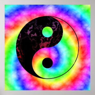 Regenbogen gewundenes Yin Yang Plakat
