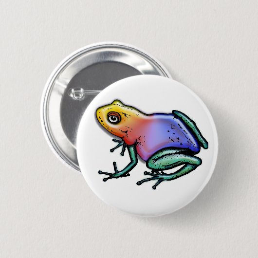 Regenbogen-Gift-Pfeil-Frosch Button (Vorne & Hinten)