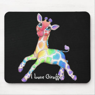Regenbogen-Giraffe Mousepad