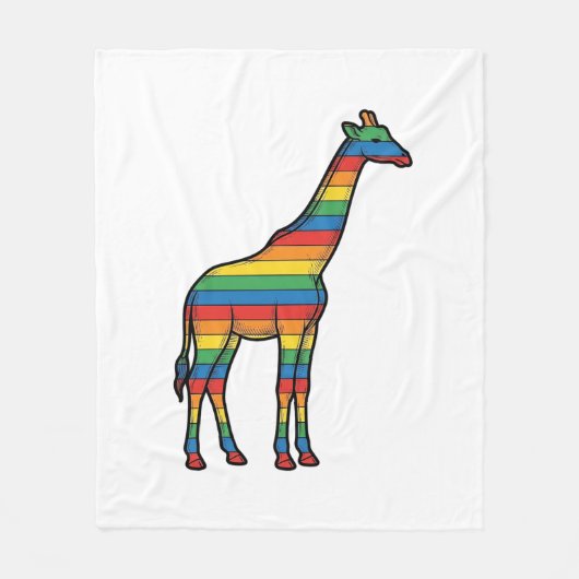 Regenbogen-Giraffe Vintage-Stich-Vektordesign_1 Fleecedecke (Vorderseite)