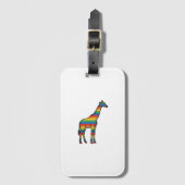 Regenbogen-Giraffe Vintage-Stich-Vektordesign_1 Gepäckanhänger (Vorderseite Vertikal)