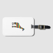 Regenbogen-Giraffe Vintage-Stich-Vektordesign_1 Gepäckanhänger (Vorderseite (Horizontal))