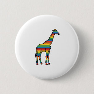 Regenbogen-Giraffe Vintage-Stichvektor-Design_1 Button