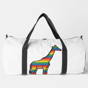 Regenbogen-Giraffe Vintage-Stichvektor-Design_1 Duffle Bag