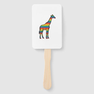 Regenbogen-Giraffe Vintage-Stichvektor-Design_1 Fächer