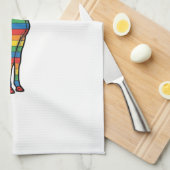 Regenbogen-Giraffe Vintage-Stichvektor-Design_1 Geschirrtuch (Viertel Falte)
