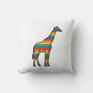 Regenbogen-Giraffe Vintage-Stichvektor-Design_1 Kissen