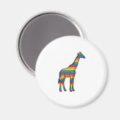 Regenbogen-Giraffe Vintage-Stichvektor-Design_1 Magnet (Vorderseite/Rückseite)