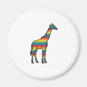Regenbogen-Giraffe Vintage-Stichvektor-Design_1 Magnet