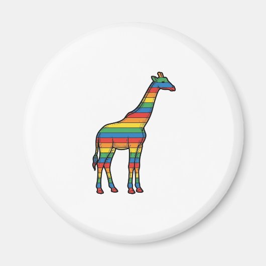 Regenbogen-Giraffe Vintage-Stichvektor-Design_1 Magnet (Vorne)