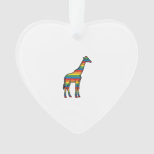 Regenbogen-Giraffe Vintage-Stichvektor-Design_1 Ornament