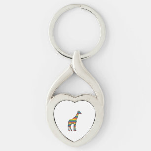 Regenbogen-Giraffe Vintage-Stichvektor-Design_1 Schlüsselanhänger