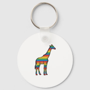 Regenbogen-Giraffe Vintage-Stichvektor-Design_1 Schlüsselanhänger