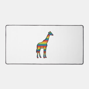 Regenbogen-Giraffe Vintage-Stichvektor-Design_1 Schreibtischunterlage