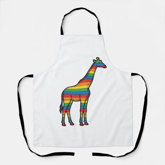 Regenbogen-Giraffe Vintage-Stichvektor-Design_1 Schürze (Vorderseite)