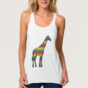 Regenbogen-Giraffe Vintage-Stichvektor-Design_1 Tank Top
