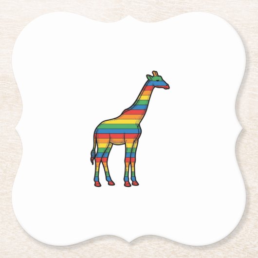 Regenbogen-Giraffe Vintage-Stichvektor-Design_1 Untersetzer (Vorderseite)