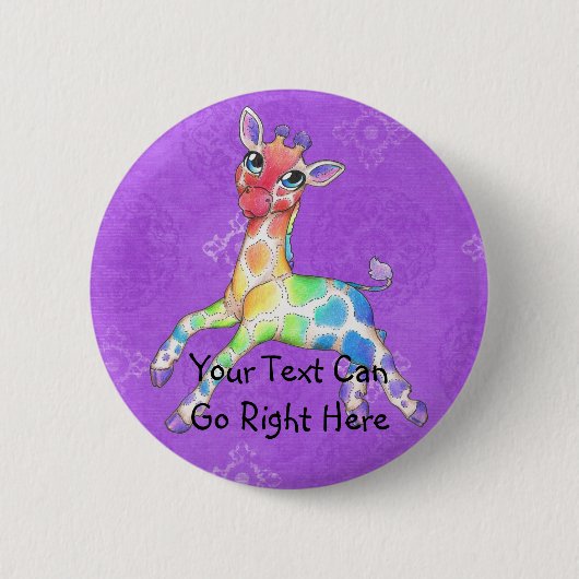 Regenbogen-Giraffen-Knopf Button (Vorderseite)