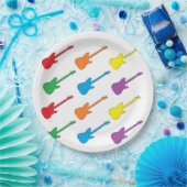 Regenbogen-Gitarren-Papier-Teller Pappteller (Party)