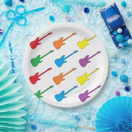 Regenbogen-Gitarren-Papier-Teller Pappteller (Party)