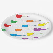 Regenbogen-Gitarren-Papier-Teller Pappteller (Schrägansicht)