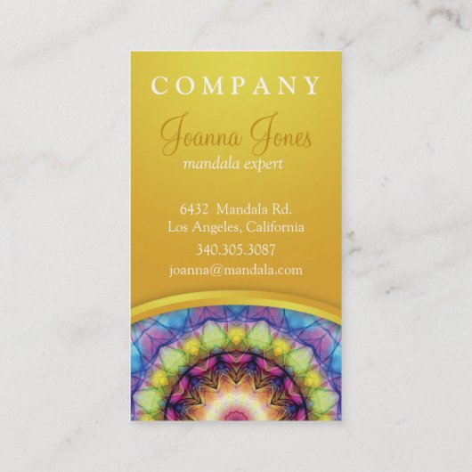 Regenbogen-Glas-Mandala Visitenkarte (Rückseite)