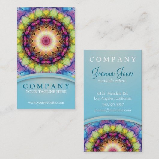Regenbogen-Glas-Mandala Visitenkarte (Vorne/Hinten)
