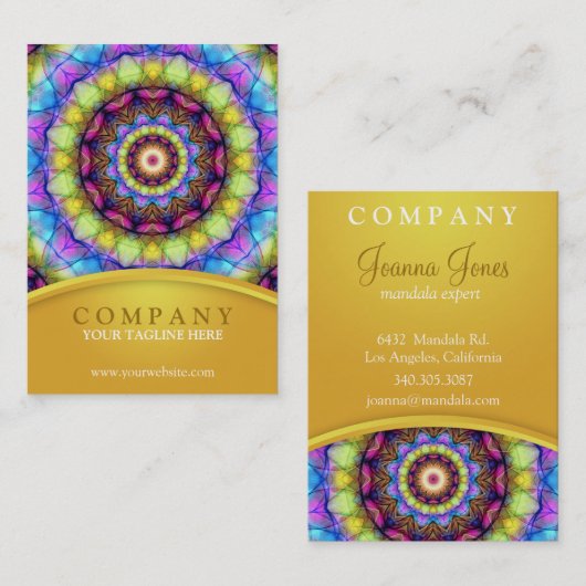 Regenbogen-GlasMandala - mollig Visitenkarte (Vorne/Hinten)