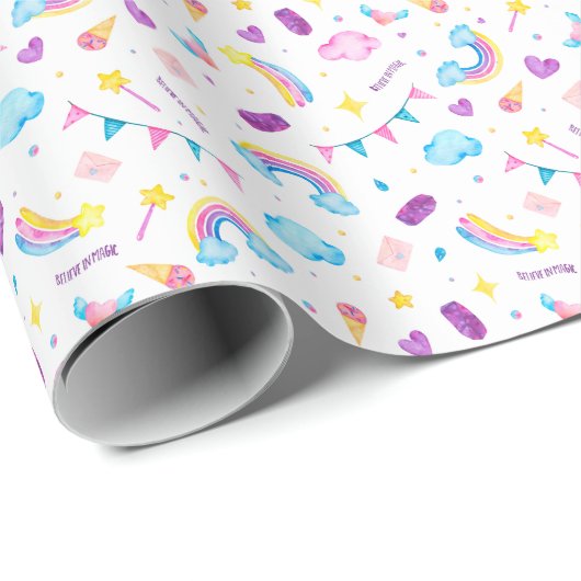 Regenbogen - Glauben an Magie Geschenkpapier (Rolleneckpunkt)